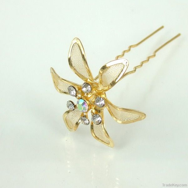 gold flower bridal hair accessories hair pin