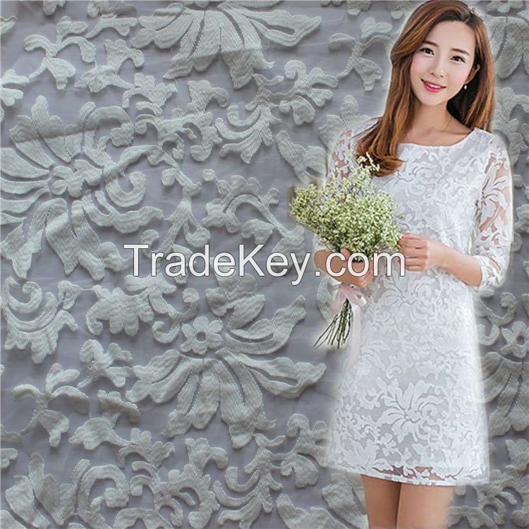 2016 trend white hand embroidery african organza fabric halloween beautiful design soft net lace