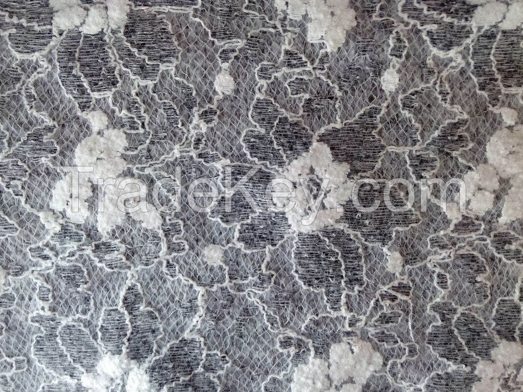 Grey swiss voile african lace knitting fabrics for clothing/garment