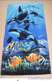 Cotton Full Reactive Printed Velour Beach Towels