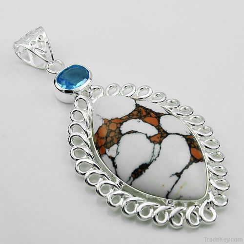 Cheap fashion pendants gemstone 925silver jewelry turquoise pendant