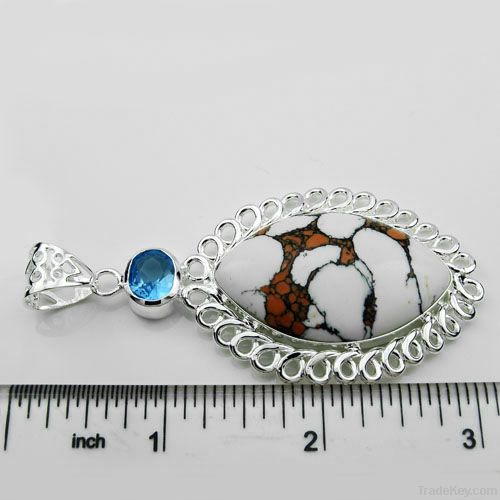 Cheap fashion pendants gemstone 925silver jewelry turquoise pendant