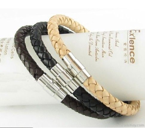 fashion genuine braid leather bracelet