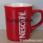 Red ceramic square mug