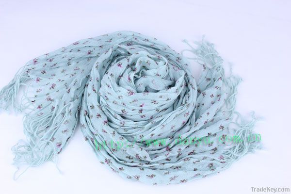 up-market winter warm fashion ladies wrinkle style wool printed scarf