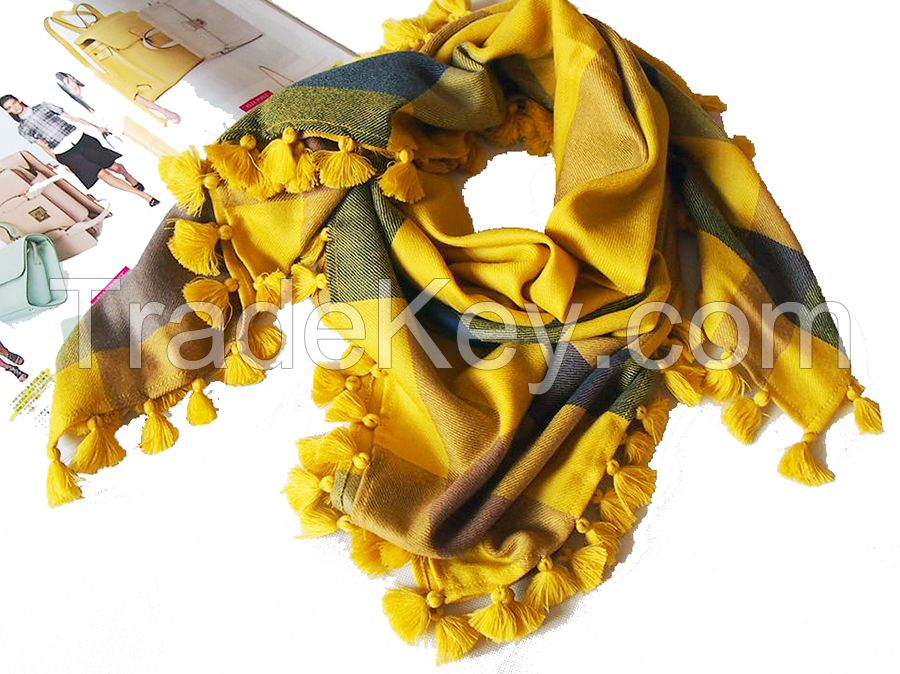 110*110cm winter fashion warm women  wool square/triangle  scarf with lace fringe