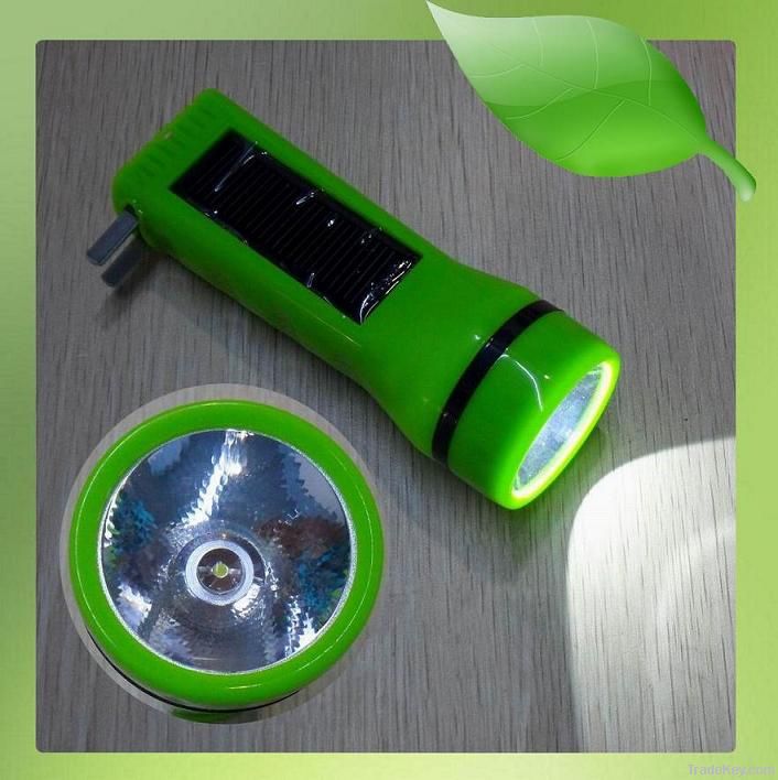 Rechargable Portable AC Power and Solar LED Torch Flashlight
