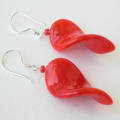 Kurshuni - earring - murano glass - 925 silver  -  red