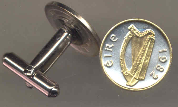 Irish half penny Gold figured "Harp" cufflinks