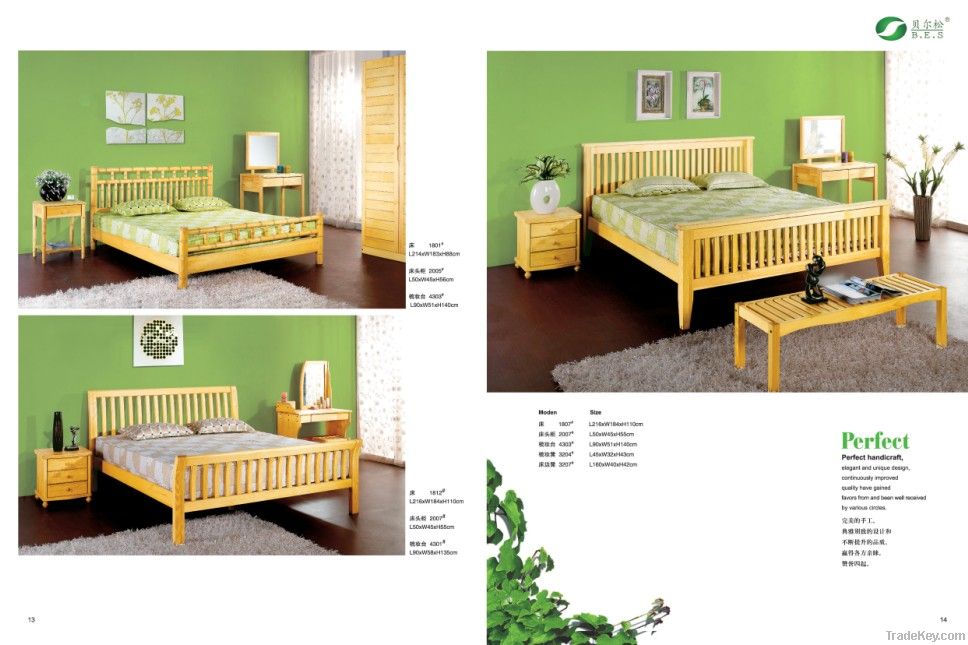 Pine kids children furniture bedroom set bed wardrobe solid wood OEM