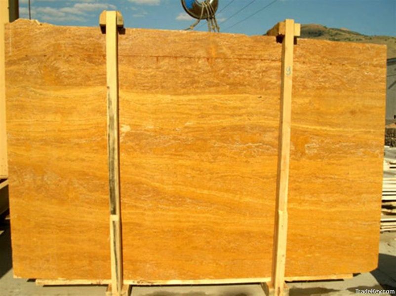 Yellow Travertine Slab ( Vein Cut )