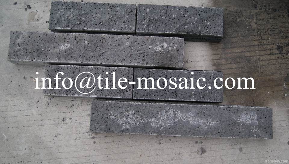 black basalt andesite rock stones paving