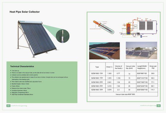 Heat pipe solar collector solar keymark, ce