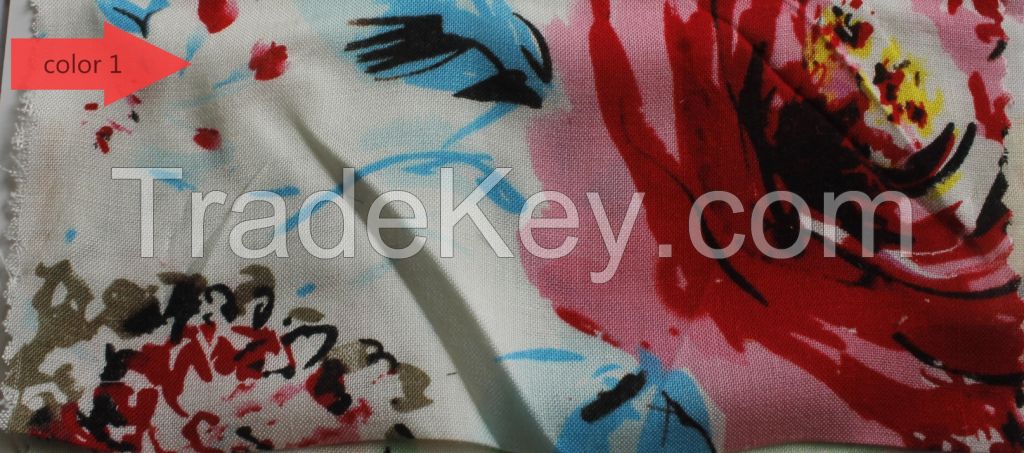 Viscose fabric Summer floral printed 2015 new for skirt or dress 55" wide