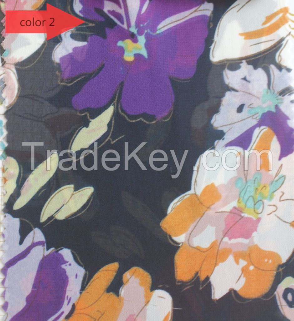 NEW Fashion 100% Polyester silk chiffon fabric beautiful flower print for summer dress 145cm 