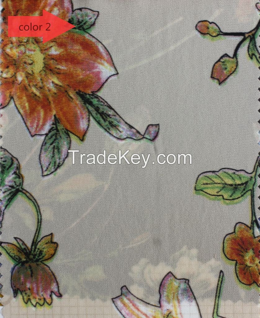 good quality chiffon fabric for garment, flower print georgette fabric for dress145cm
