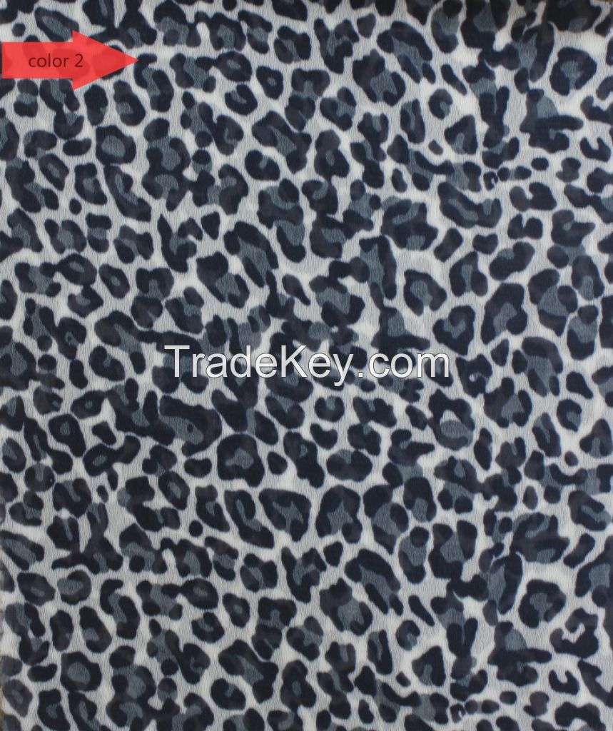 Beautiful leopard animal Print Silk Chiffon Fabri Summer Dress/Scarf/Shawl 145cm