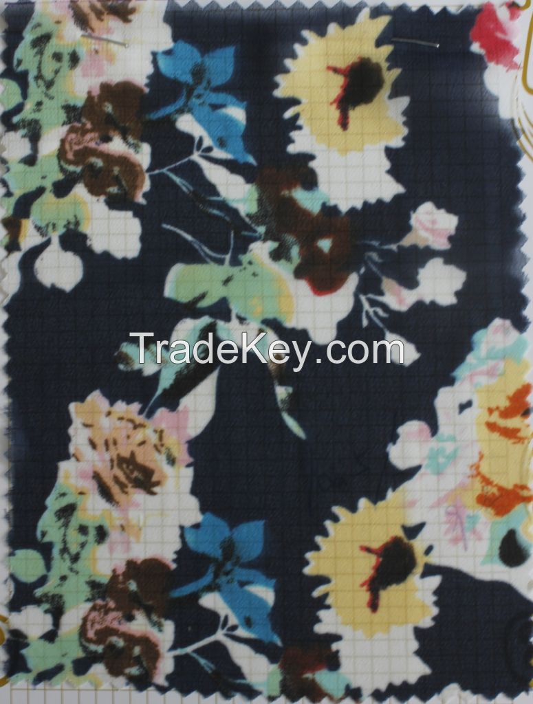 Hot sale flower printed silk chiffon fabric textiles sewing fabric for shirt,summer dress 150cm width