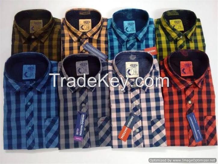 Mens Shirts Cotton Stripe Check and Solid Shirts Branded