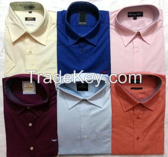 Mens Shirts Cotton Stripe Check and Solid Shirts Branded