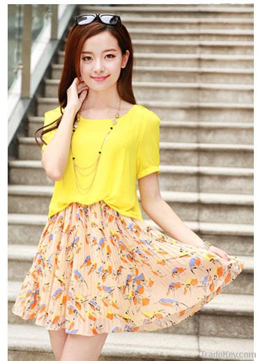 Free shipping 2013 Women fashion shirts Korea style one-piece dress Ch