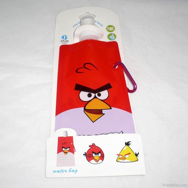 Angry birds foldable plastic water bottle