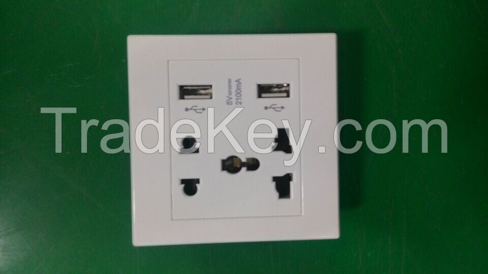 Wall Charger Outlet Plate with 2 USB Port Built-in Socket
