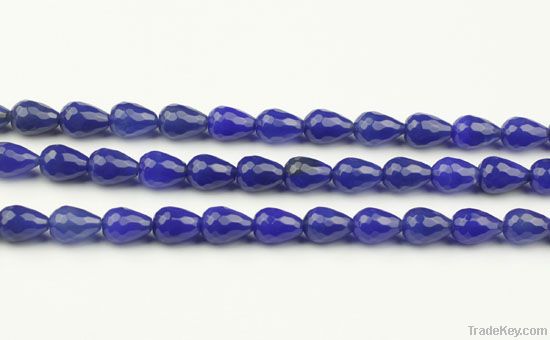 Dyed Blue Jade Faceted Round Drops