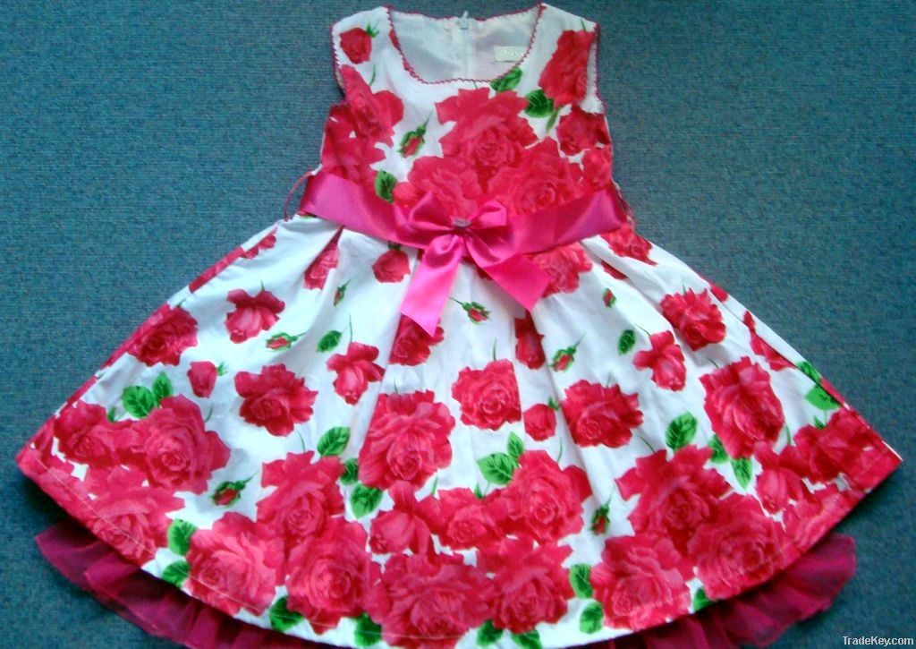 Chic Summer Flower Girls Dress Children Clothing