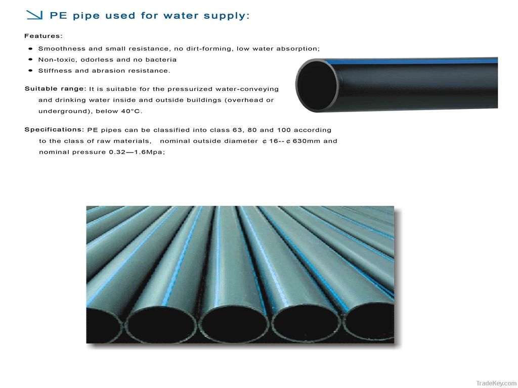 PE pipe used for water supply