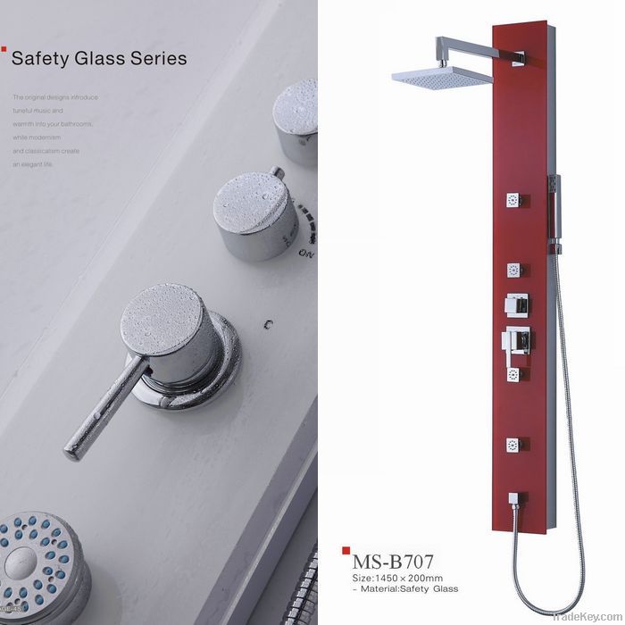 The Red Safety Tempered Glass Rain Shower Panels