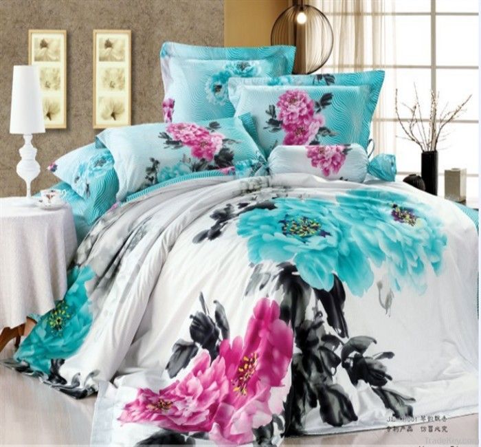 High quality flower printed bedding set