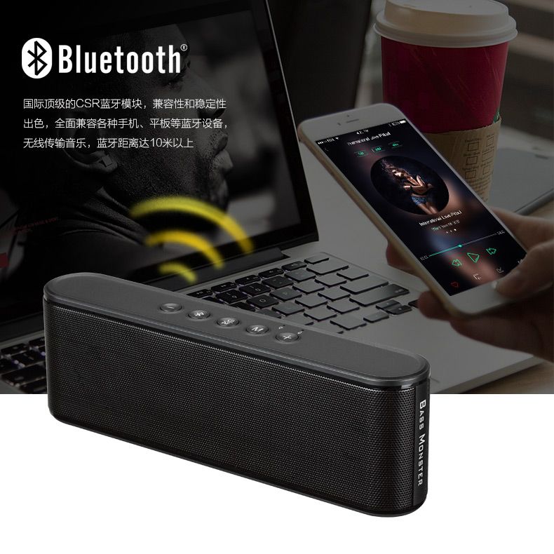 Portable home-use wireless bluetooth speaker with TF USB  AUX  10W 