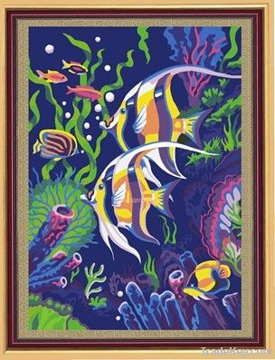 Underwater world oil painting
