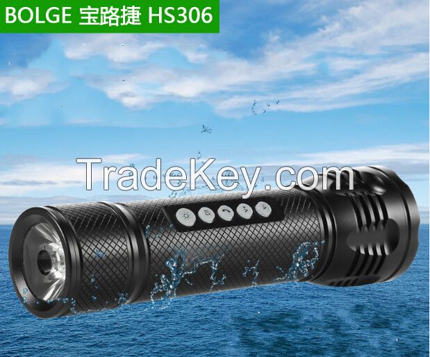 bluetooth music speaker rechargeable 18650 battery CREE Q5 flashlight