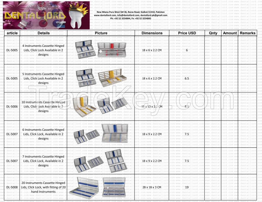 instruments Sterilization Cassettes