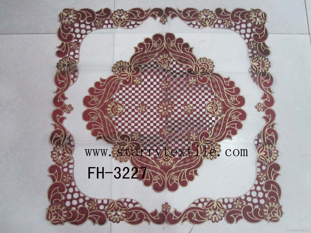 100% polyester table cloth with cutwork and embroidery