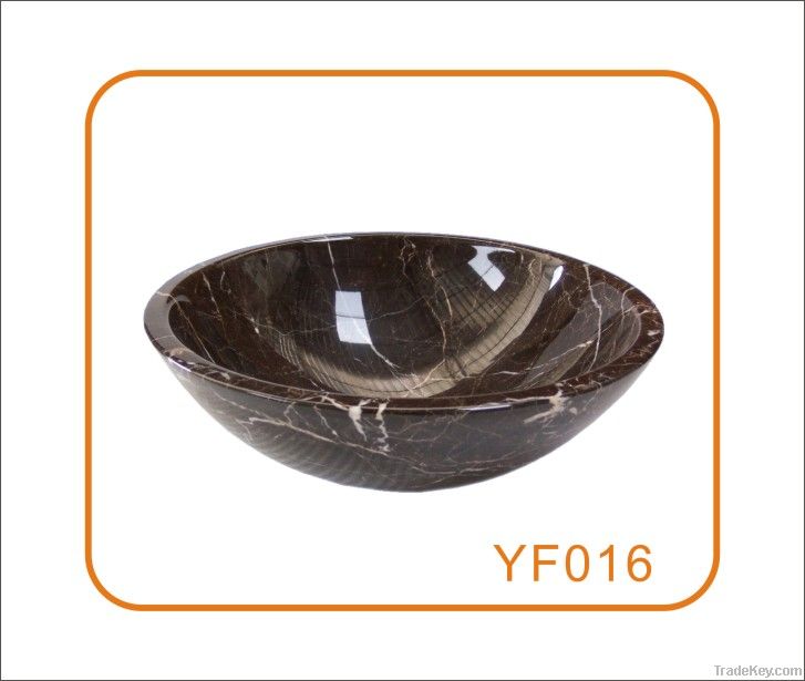 Polished Round Shape Marble Stone Bathroom Wash Basin