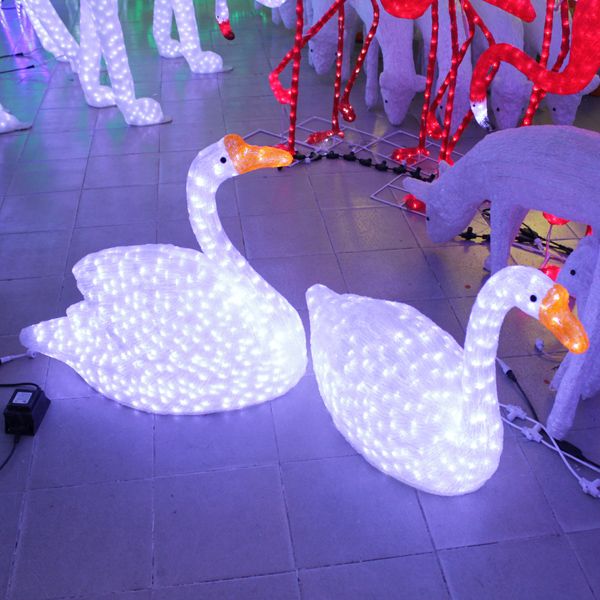 Products led swan 3D sculpture light theme park decoration