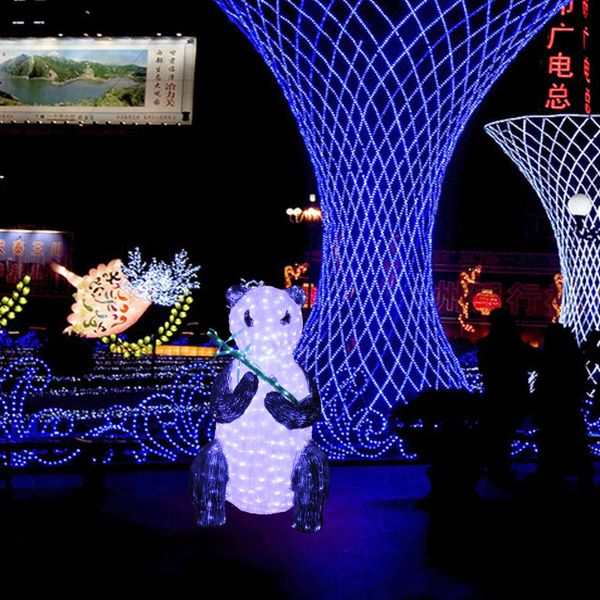 LED 3D Sit panda light sculpture sit outdoor use decoration light