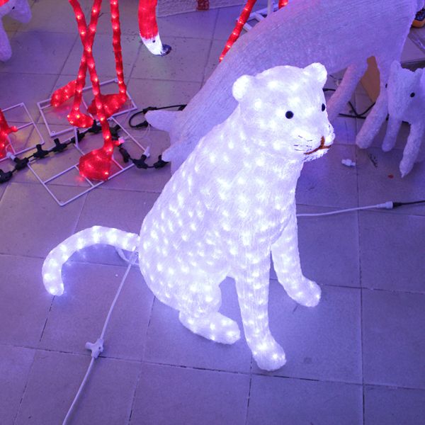 Handmadeled leopard 3D sculpture light theme park decoration