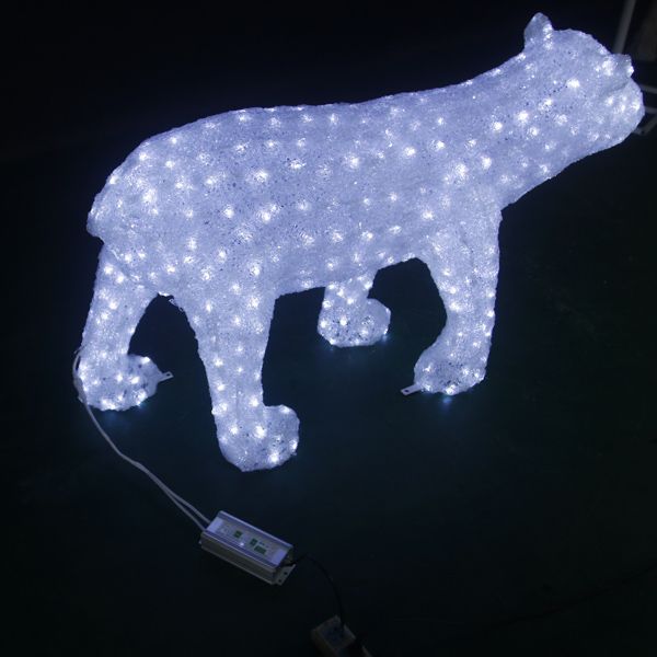 Glitter crystal 3d led motif light large polar bear sculpture manufacturer