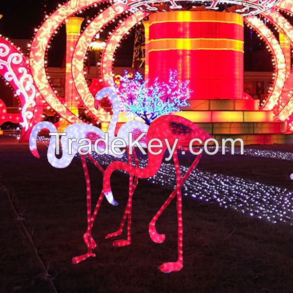 100% handmade led 3D sculpture flamingo zoo park decoration