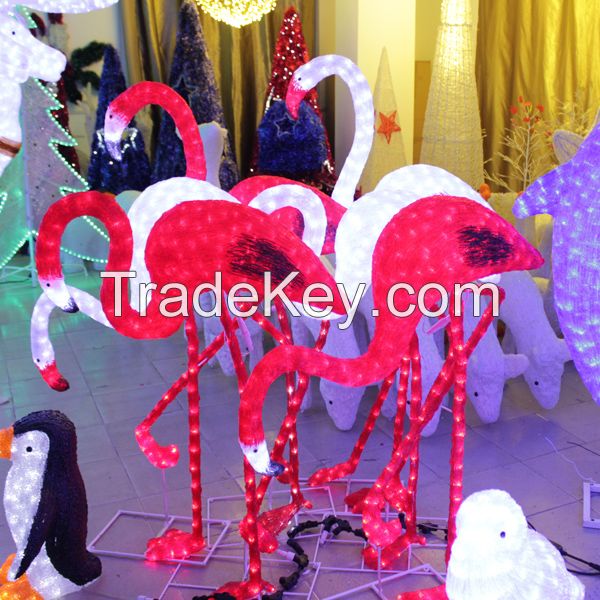 100% handmade led 3D sculpture flamingo zoo park decoration