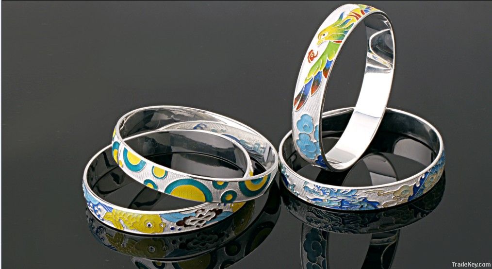 unique cloisonne silver bracelets handmade silver bracelets