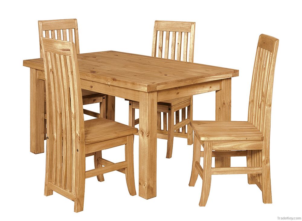 Pine Wood Dining Table Set