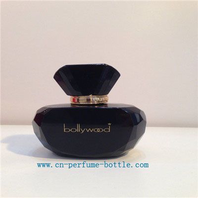 black glass perfume bottle with caps