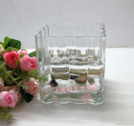 square clear glass vase