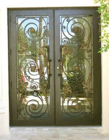 Elegant wrought iron door