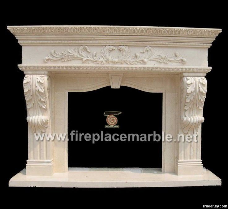 Flower Carved Fireplace